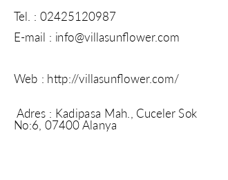 Villa Sun Flower Aparts & Suites iletiim bilgileri